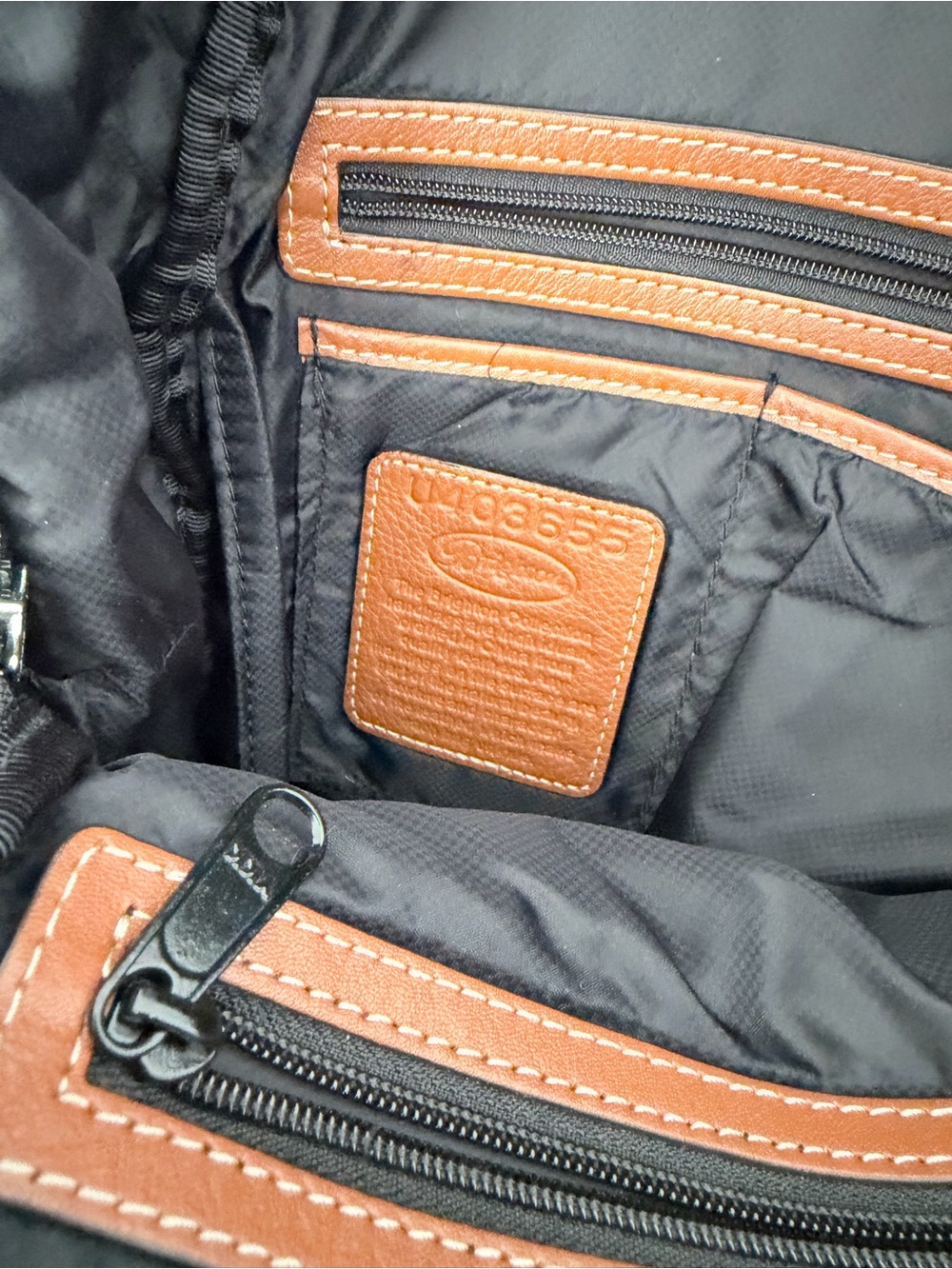 Brighton Black Quilted Heart Backpack with Brown Trim - Picture 6 of 6
